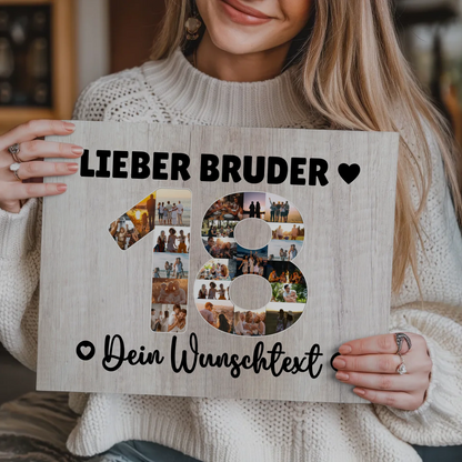 Fotoboard Poster magnetisch mit Wunschtext 18 Geburtstag Bruder