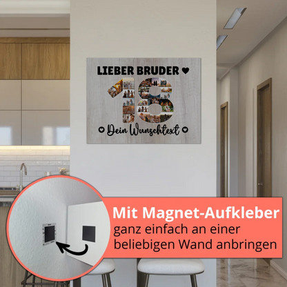 Fotoboard Poster magnetisch mit Wunschtext 18 Geburtstag Bruder