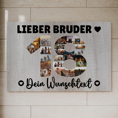 Fotoboard Poster magnetisch mit Wunschtext 18 Geburtstag Bruder