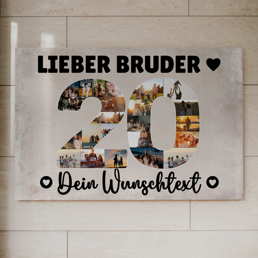 Magnetisches Fotoboard mit Unterschriften 20 Geburtstag Bruder