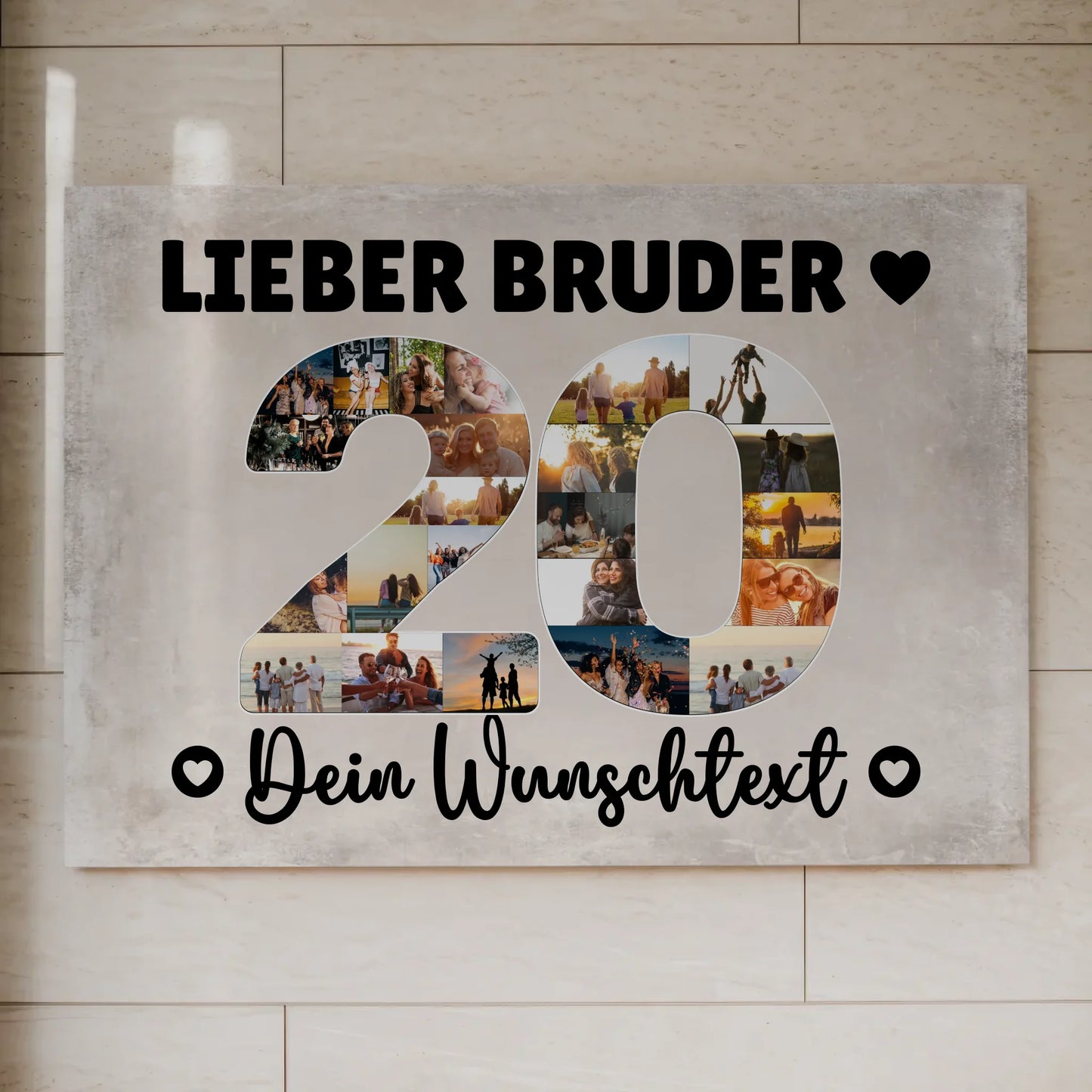 Magnetisches Fotoboard mit Unterschriften 20 Geburtstag Bruder