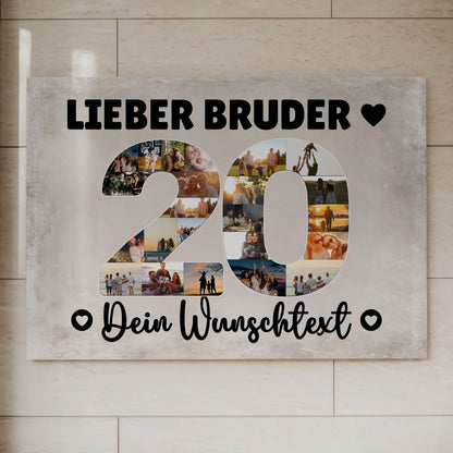 Magnetisches Fotoboard mit Unterschriften 20 Geburtstag Bruder