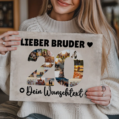 Magnetisches Fotoboard mit Unterschriften 20 Geburtstag Bruder