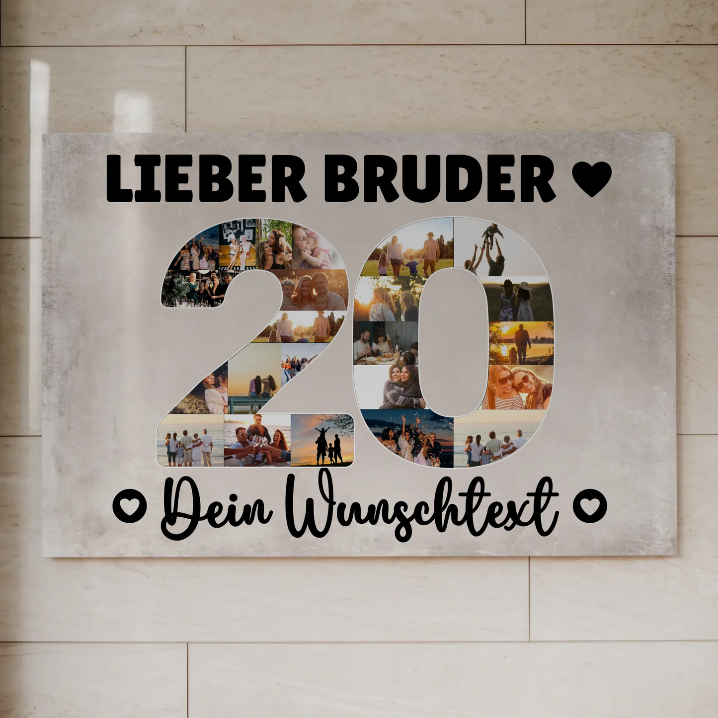 Magnetisches Fotoboard mit Unterschriften 20 Geburtstag Bruder