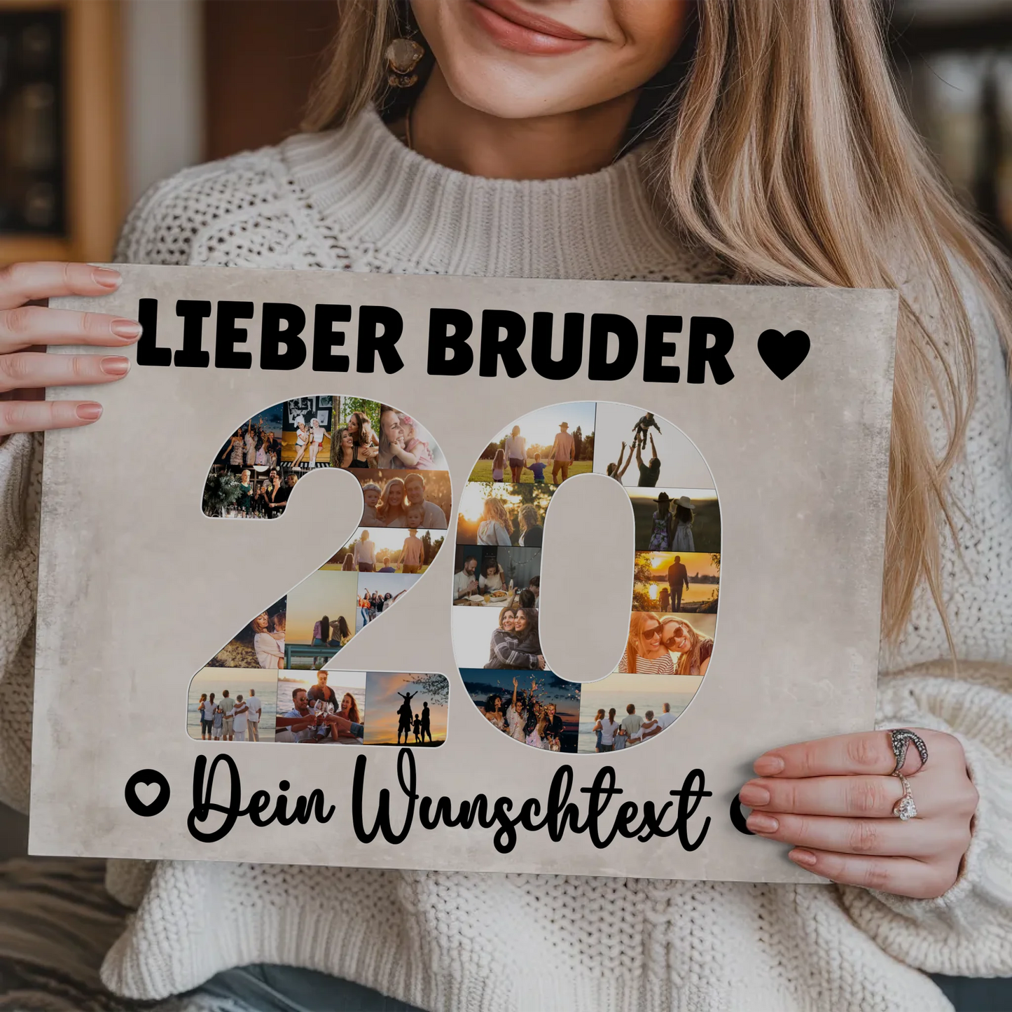Magnetisches Fotoboard mit Unterschriften 20 Geburtstag Bruder
