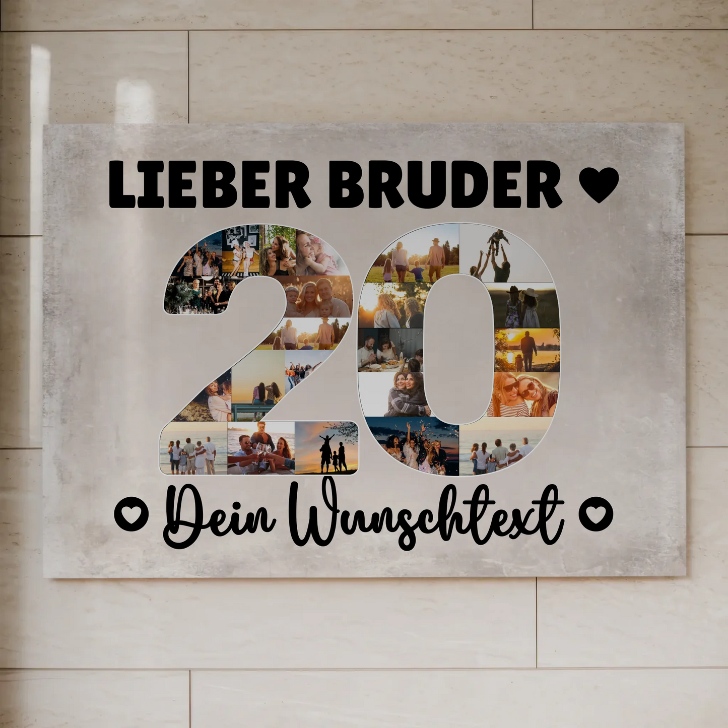 Magnetisches Fotoboard mit Unterschriften 20 Geburtstag Bruder