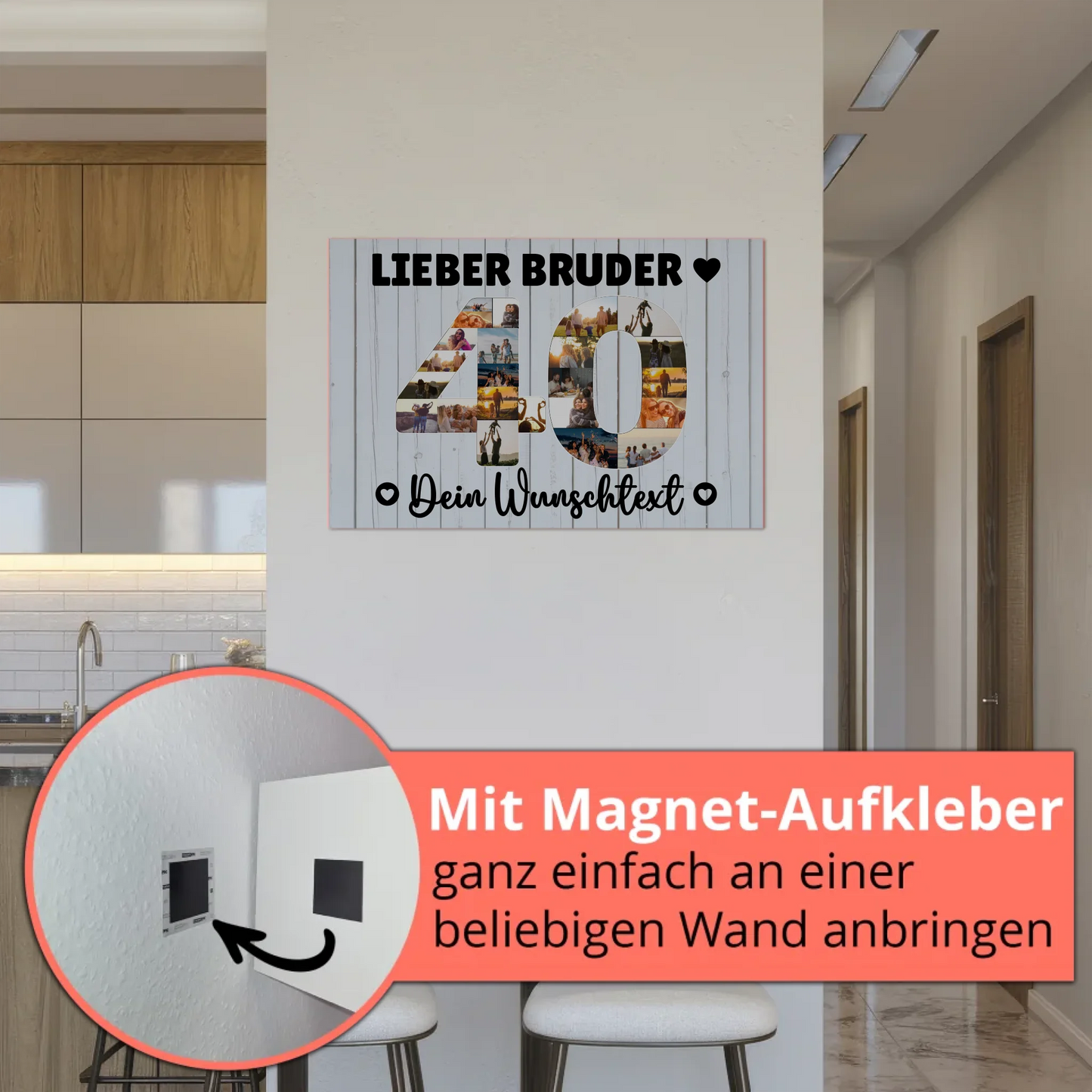 Magnet Wandbild mit Unterschriften 40 Geburtstag Bruder