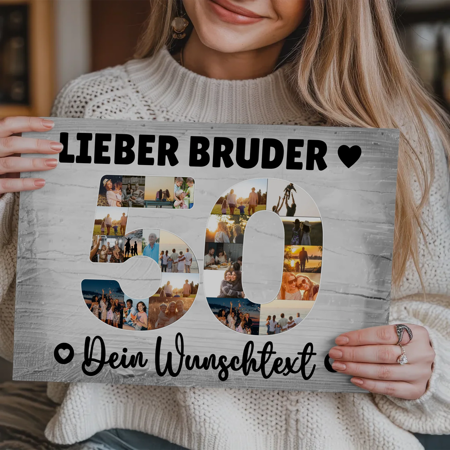 Magnetisches Fotoboard Poster mit Wunschtext 50 Geburtstag Bruder
