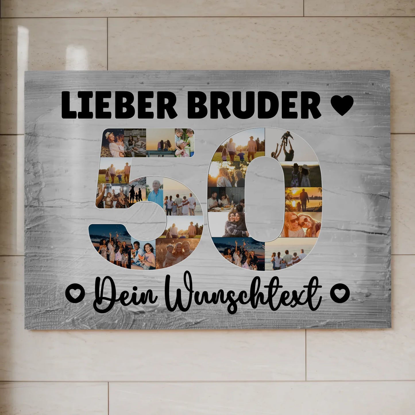 Magnetisches Fotoboard Poster mit Wunschtext 50 Geburtstag Bruder