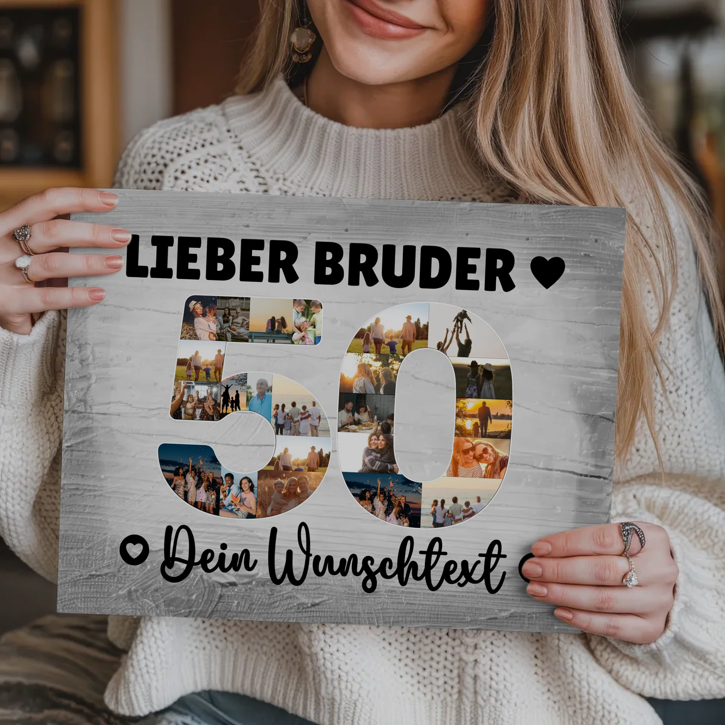 Magnetisches Fotoboard Poster mit Wunschtext 50 Geburtstag Bruder