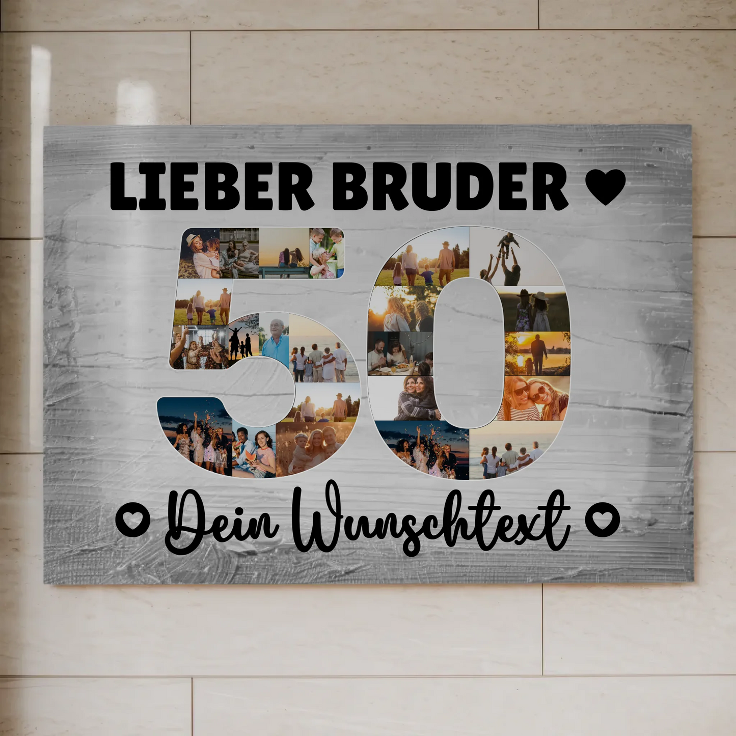 Magnetisches Fotoboard Poster mit Wunschtext 50 Geburtstag Bruder