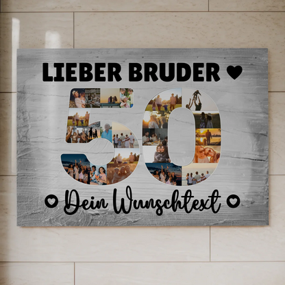 Magnetisches Fotoboard Poster mit Wunschtext 50 Geburtstag Bruder