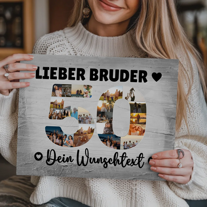 Magnetisches Fotoboard Poster mit Wunschtext 50 Geburtstag Bruder