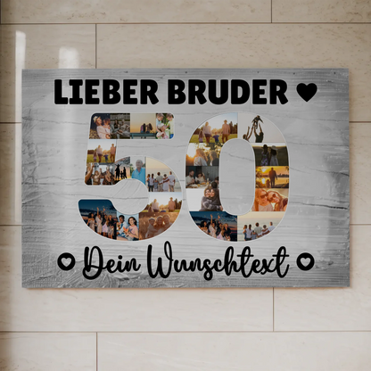Magnetisches Fotoboard Poster mit Wunschtext 50 Geburtstag Bruder