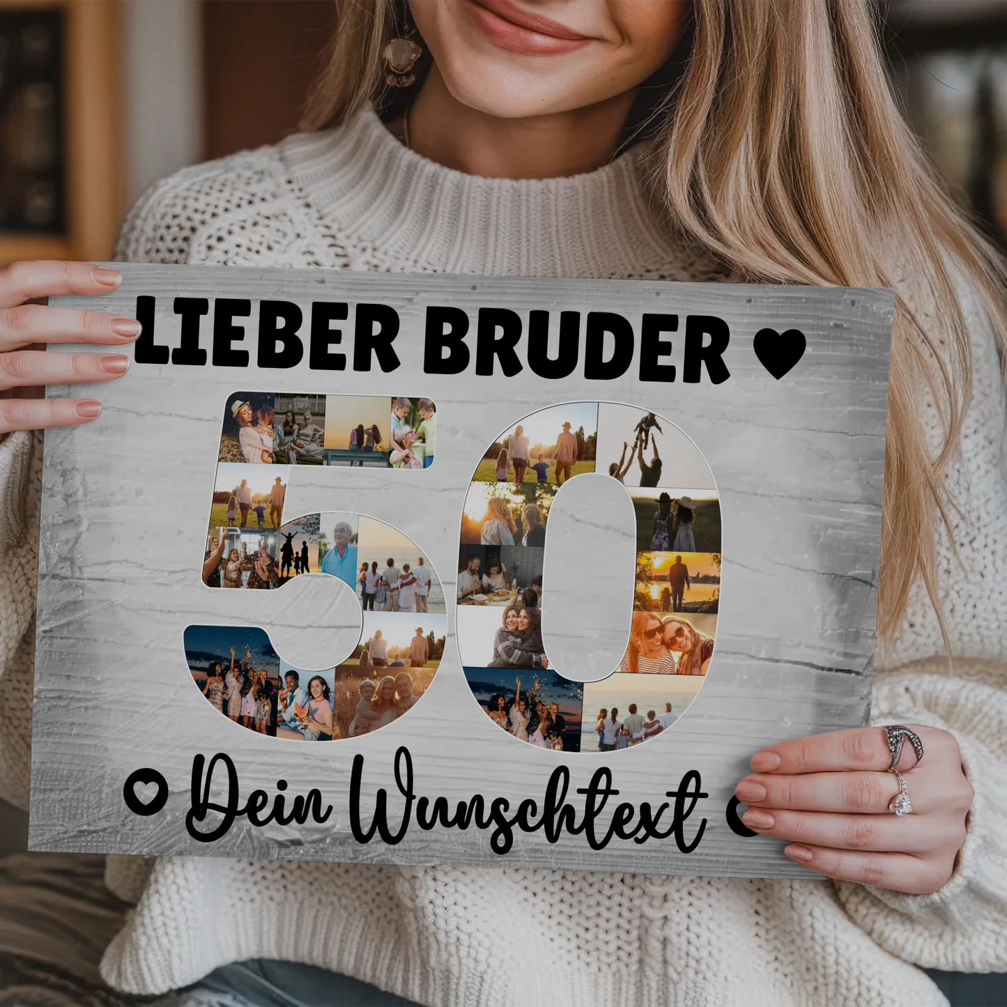 Magnetisches Fotoboard Poster mit Wunschtext 50 Geburtstag Bruder