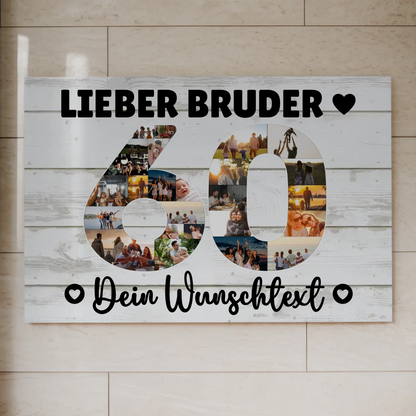 Fotoboard Magnet Poster mit Unterschriften 60 Geburtstag Bruder