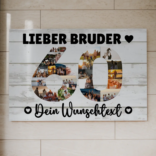 Fotoboard Magnet Poster mit Unterschriften 60 Geburtstag Bruder