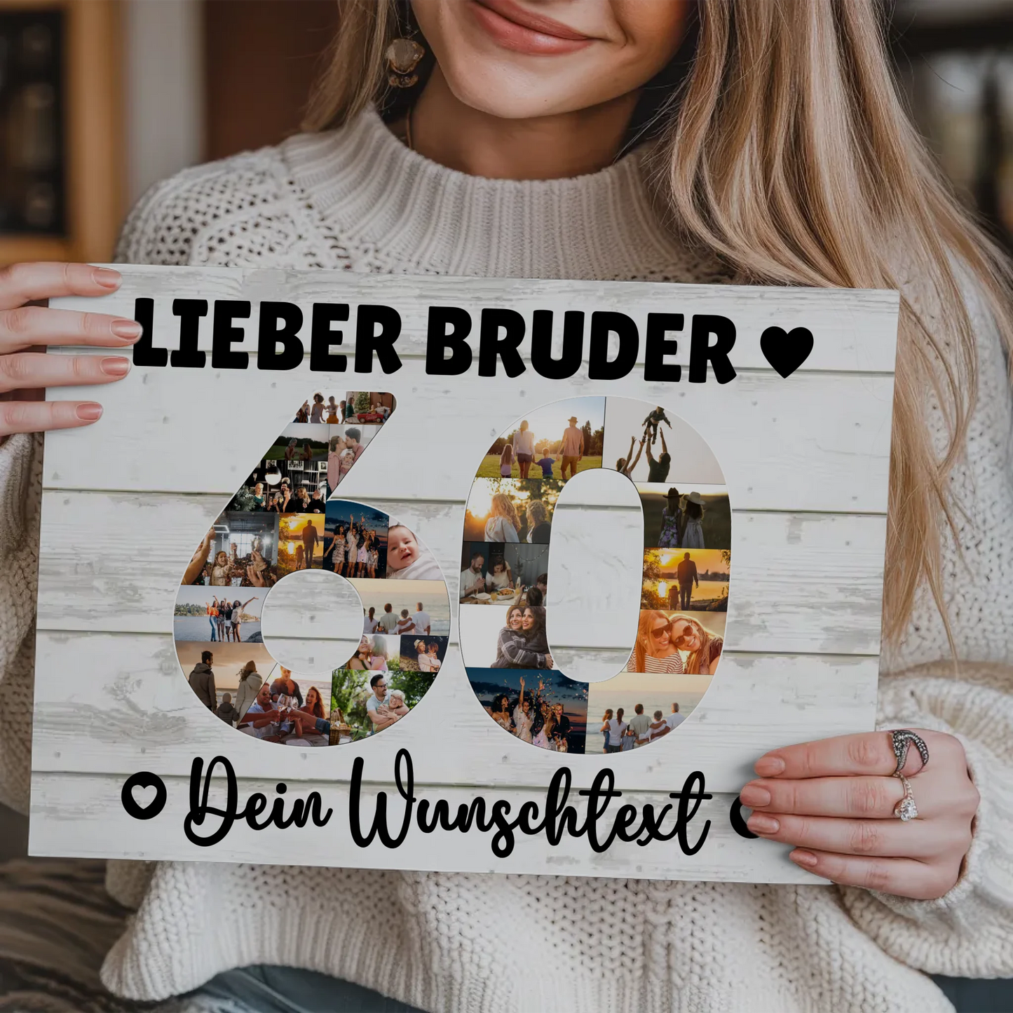 Fotoboard Magnet Poster mit Unterschriften 60 Geburtstag Bruder