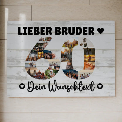 Fotoboard Magnet Poster mit Unterschriften 60 Geburtstag Bruder