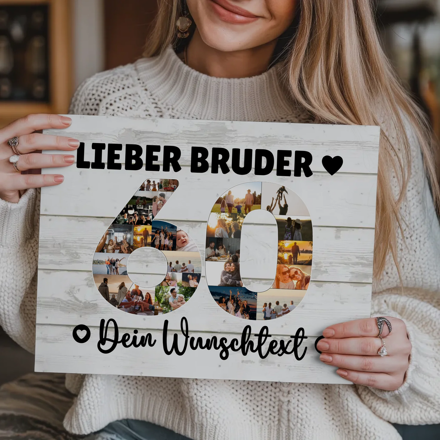 Fotoboard Magnet Poster mit Unterschriften 60 Geburtstag Bruder