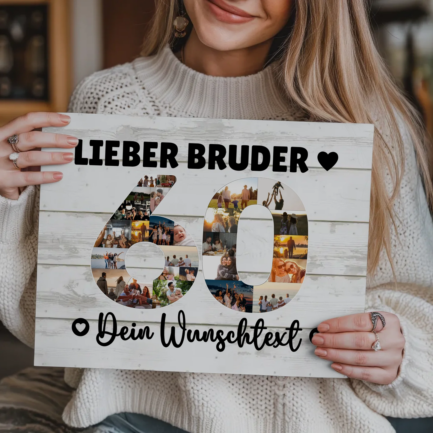Fotoboard Magnet Poster mit Unterschriften 60 Geburtstag Bruder
