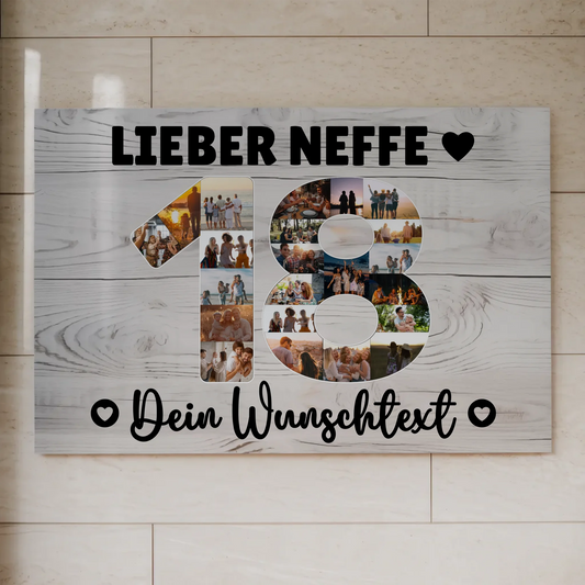 Fotoboard Poster magnetisch mit Wunschtext 18 Geburtstag Neffe