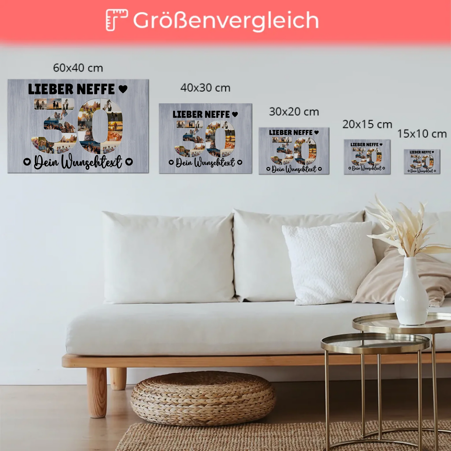Magnet Poster mit Wunschtext zum 30. Geburtstag Neffe