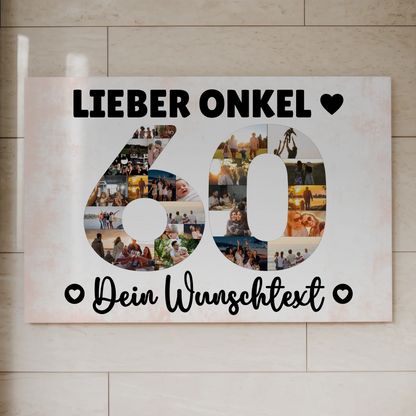 Fotoboard Poster magnetisch mit Wunschtext 60 Geburtstag Onkel
