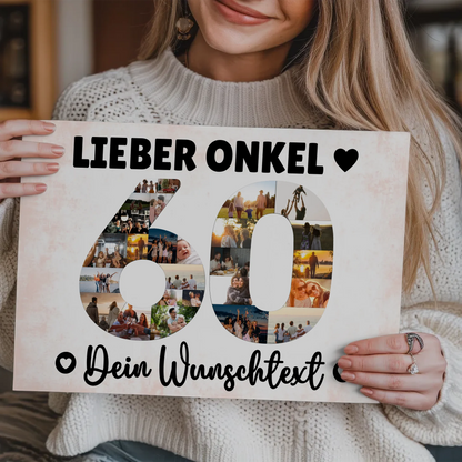 Fotoboard Poster magnetisch mit Wunschtext 60 Geburtstag Onkel