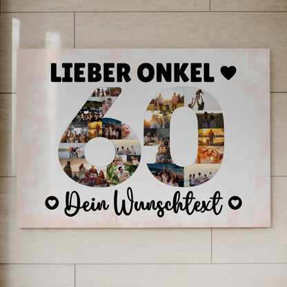 Fotoboard Poster magnetisch mit Wunschtext 60 Geburtstag Onkel