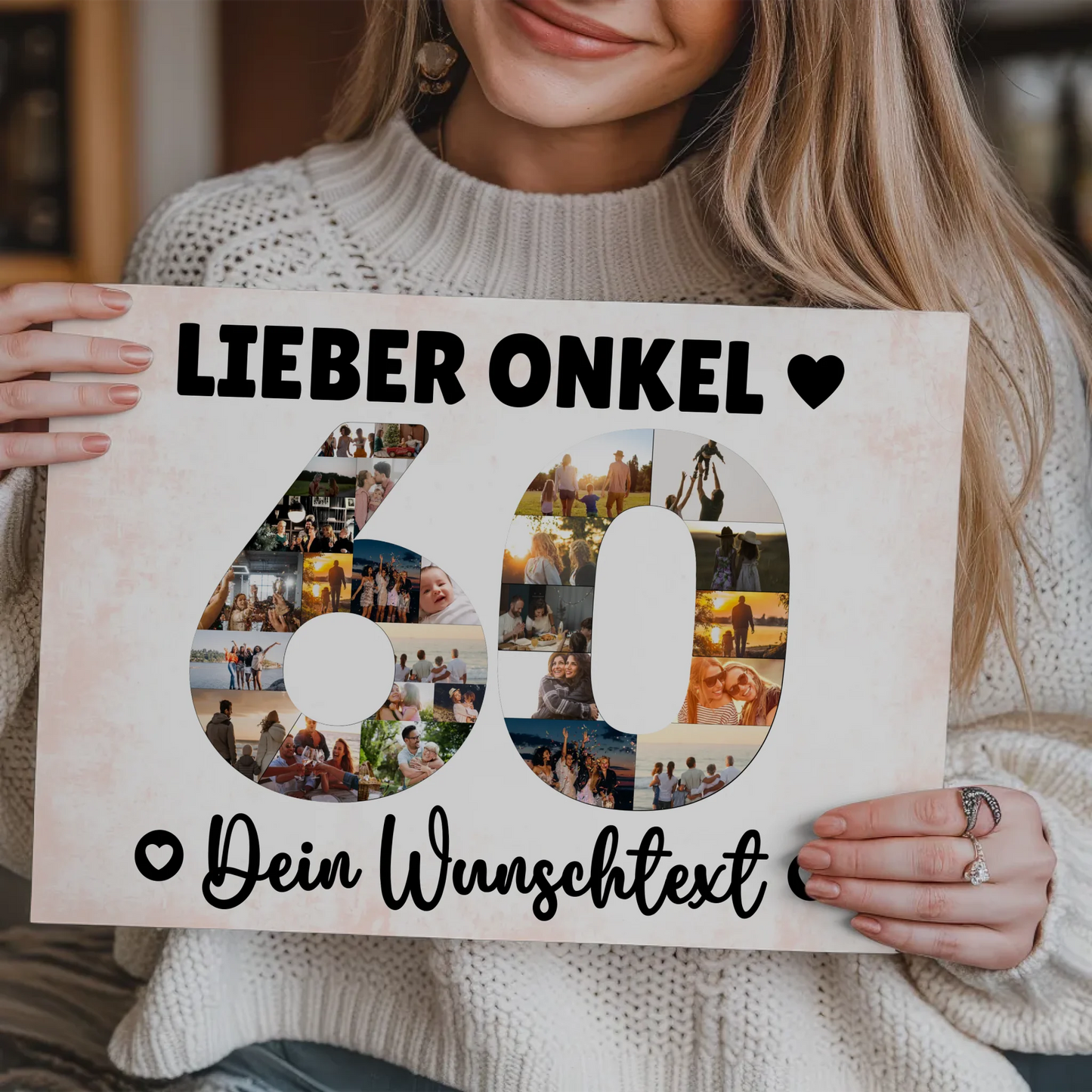 Fotoboard Poster magnetisch mit Wunschtext 60 Geburtstag Onkel