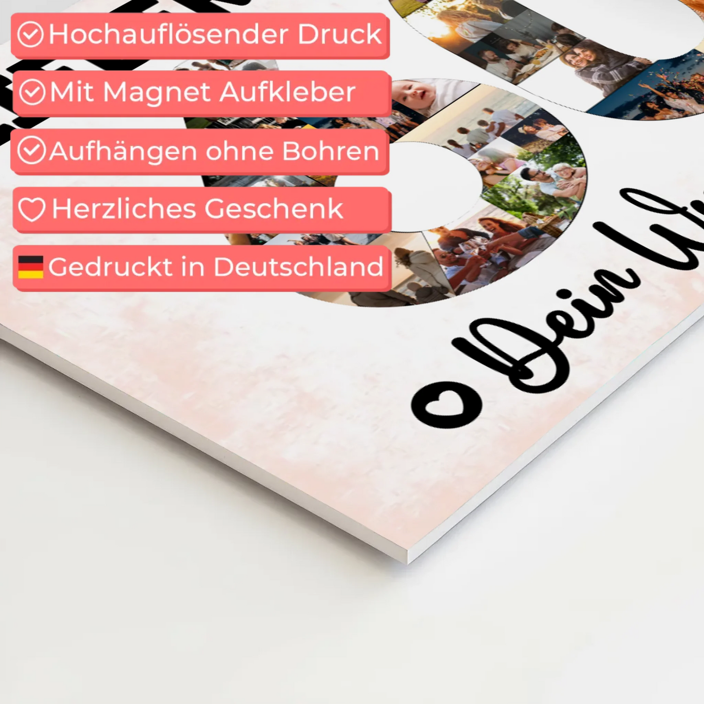 Fotoboard Poster magnetisch mit Wunschtext 60 Geburtstag Onkel