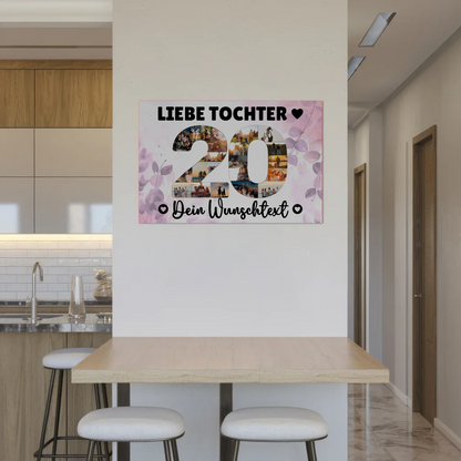 Magnetisches Fotoboard Poster mit Wunschtext 20 Geburtstag Tochter