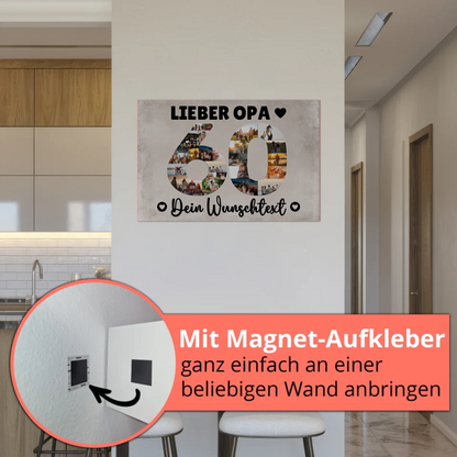 Magnet Poster mit Wunschtext 60 Geburtstag Opa Geschenk