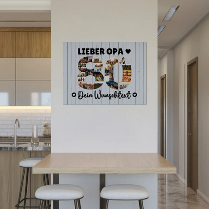 Magnetisches Fotoboard Poster mit Wunschtext zum 80 Geburtstag Opa