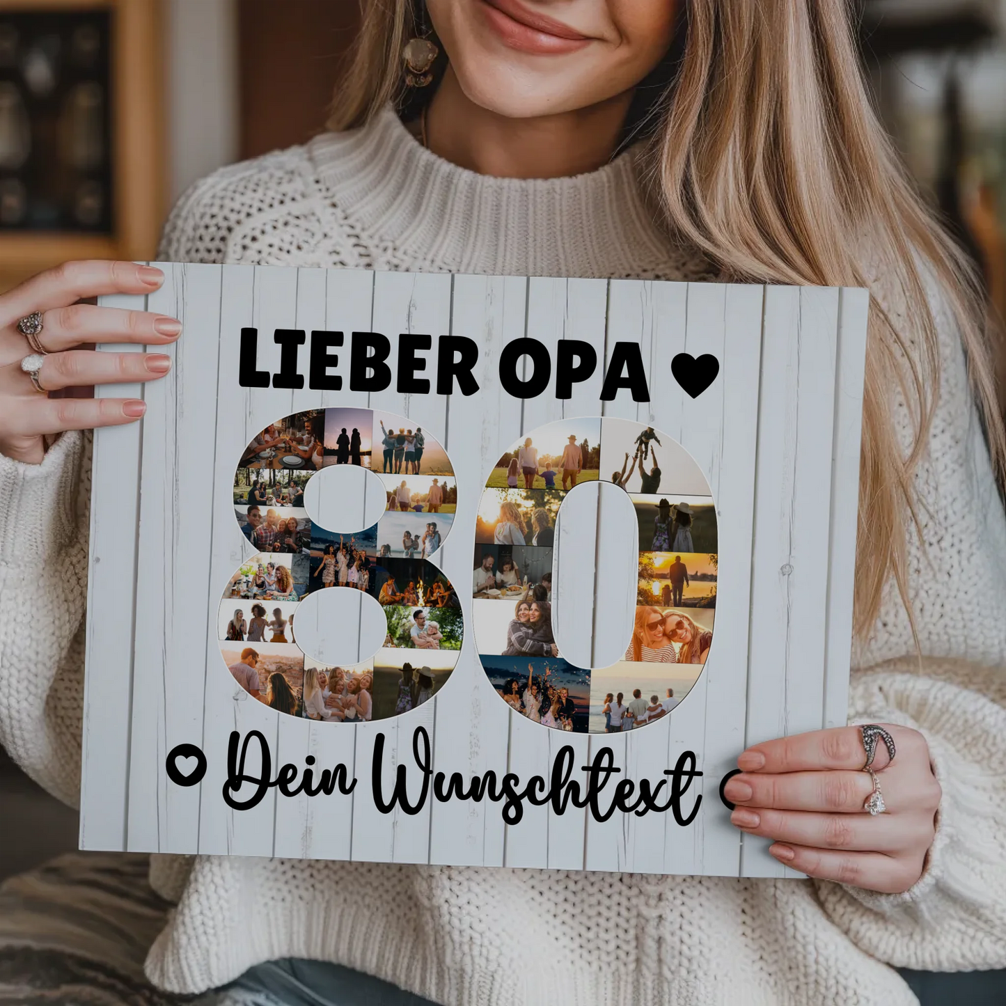 Magnetisches Fotoboard Poster mit Wunschtext zum 80 Geburtstag Opa