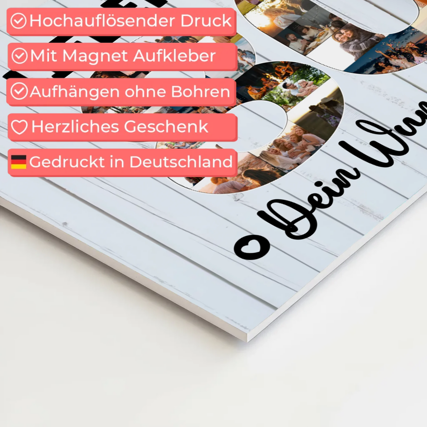 Magnetisches Fotoboard Poster mit Wunschtext zum 80 Geburtstag Opa