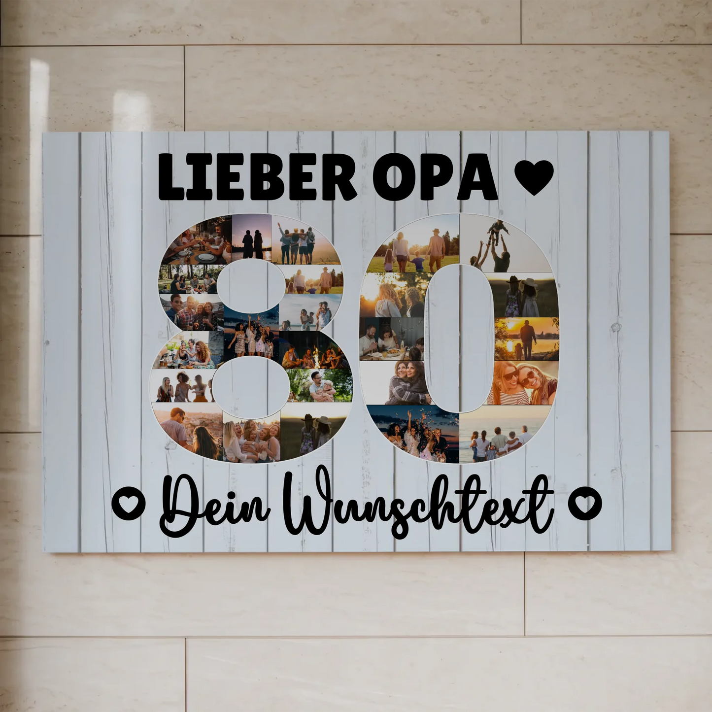 Magnetisches Fotoboard Poster mit Wunschtext zum 80 Geburtstag Opa