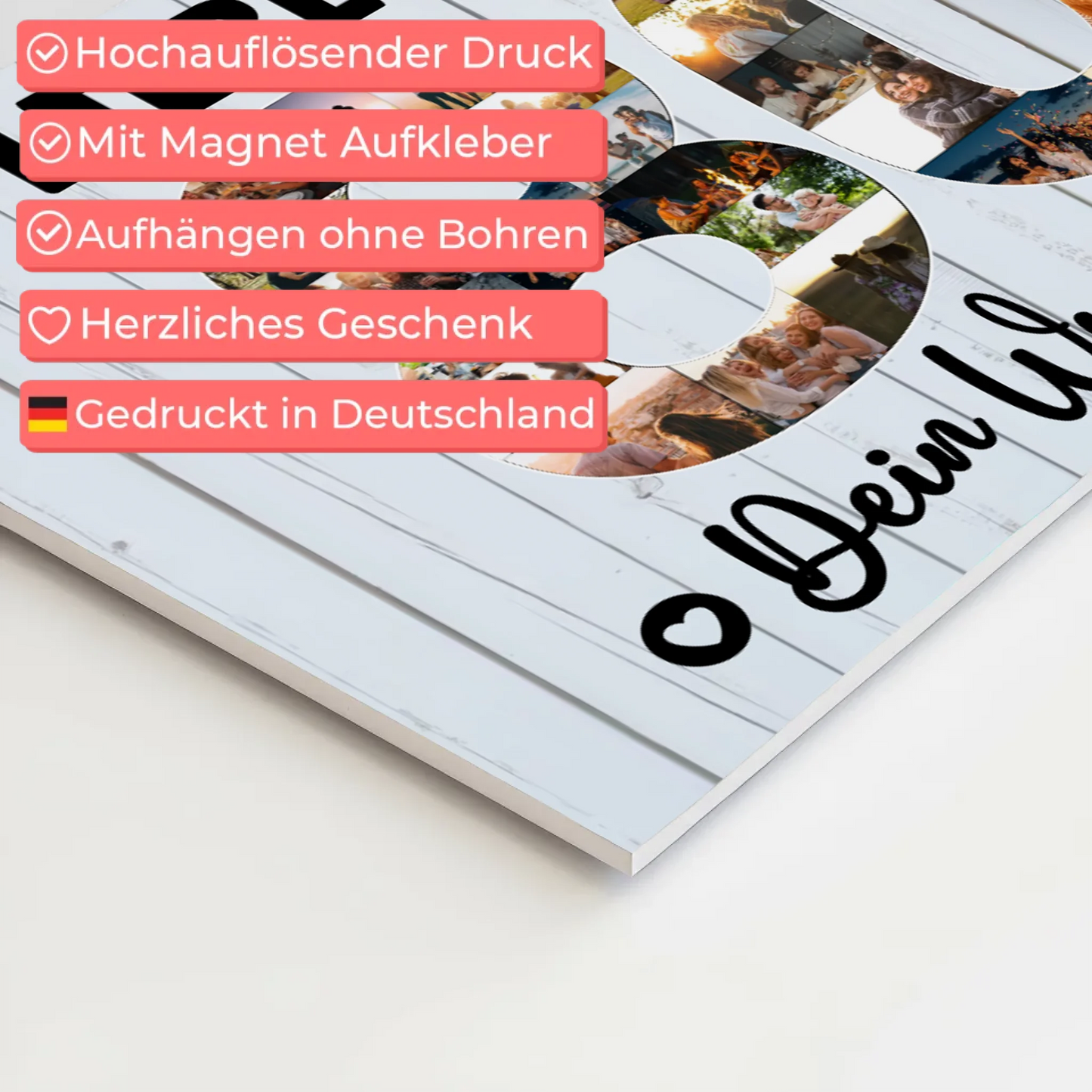 Magnetisches Fotoboard Poster mit Wunschtext zum 80 Geburtstag Opa