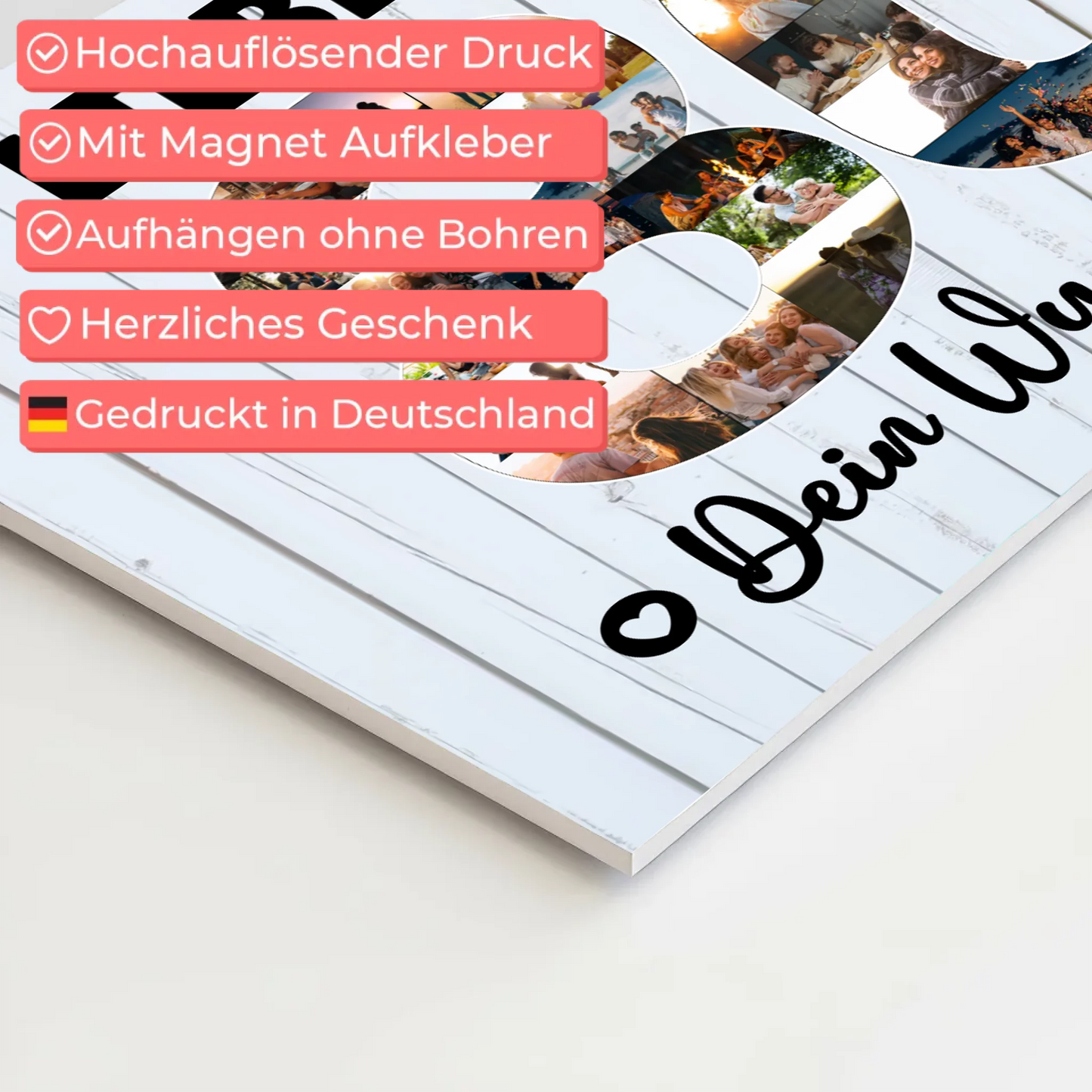 Magnetisches Fotoboard Poster mit Wunschtext zum 80 Geburtstag Opa