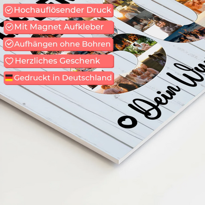 Magnetisches Fotoboard Poster mit Wunschtext zum 80 Geburtstag Opa