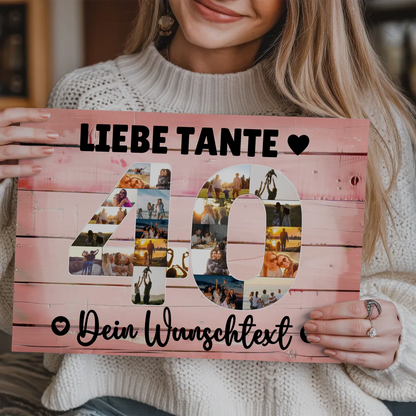 Fotoboard Magnet Poster mit Unterschriften 40 Geburtstag Tante