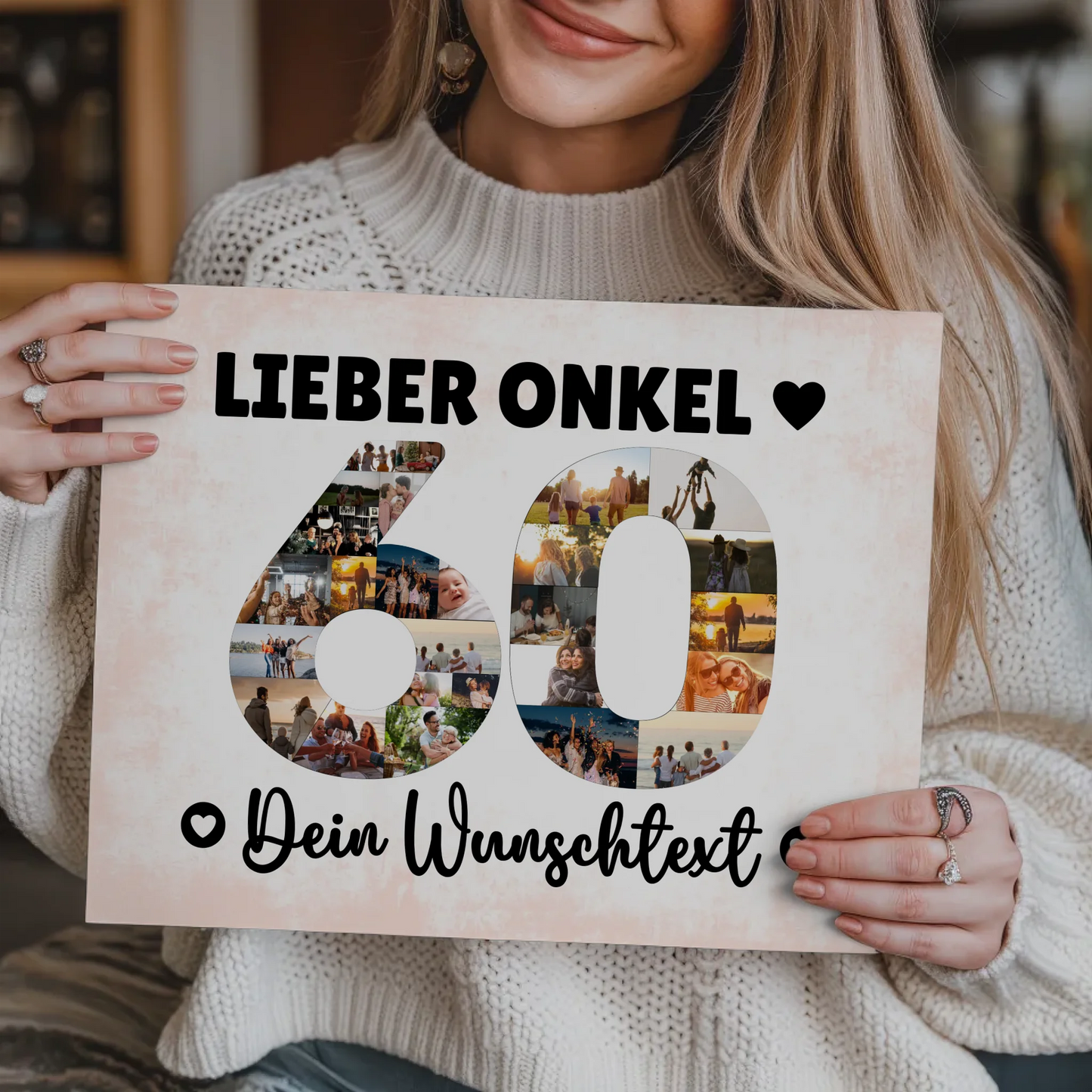 Fotoboard Poster magnetisch mit Wunschtext 60 Geburtstag Onkel