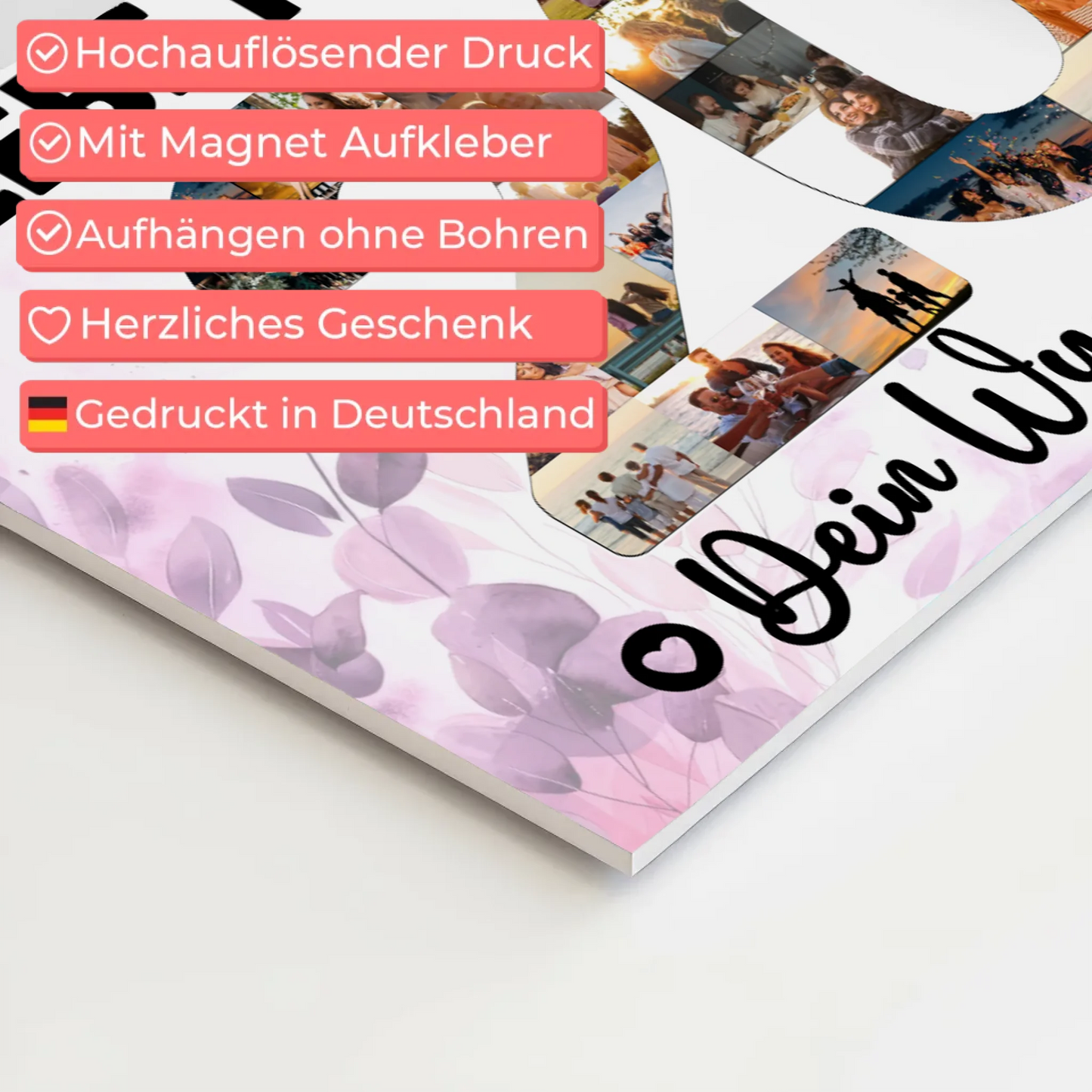 Magnetisches Fotoboard Poster mit Wunschtext 20 Geburtstag Tochter