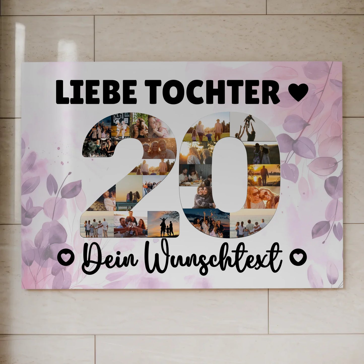 Magnetisches Fotoboard Poster mit Wunschtext 20 Geburtstag Tochter