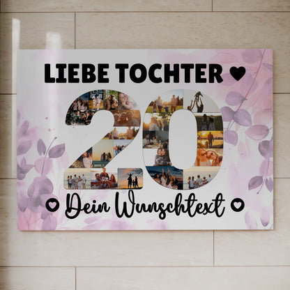 Magnetisches Fotoboard Poster mit Wunschtext 20 Geburtstag Tochter