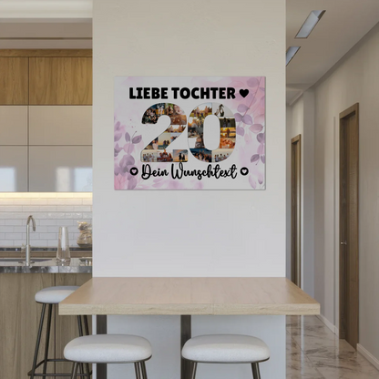 Magnetisches Fotoboard Poster mit Wunschtext 20 Geburtstag Tochter