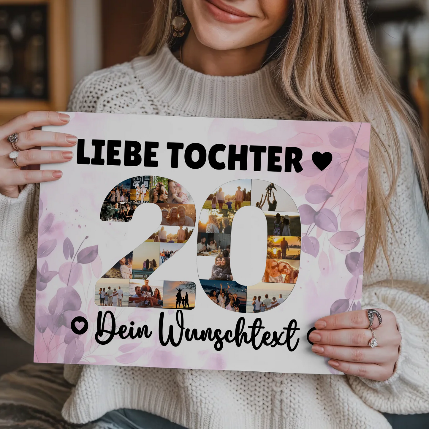 Magnetisches Fotoboard Poster mit Wunschtext 20 Geburtstag Tochter