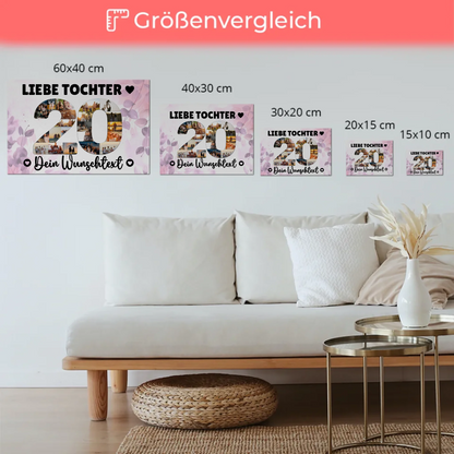 Magnetisches Fotoboard Poster mit Wunschtext 20 Geburtstag Tochter