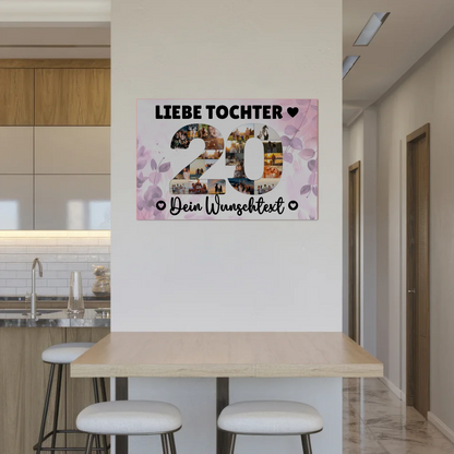 Magnetisches Fotoboard Poster mit Wunschtext 20 Geburtstag Tochter
